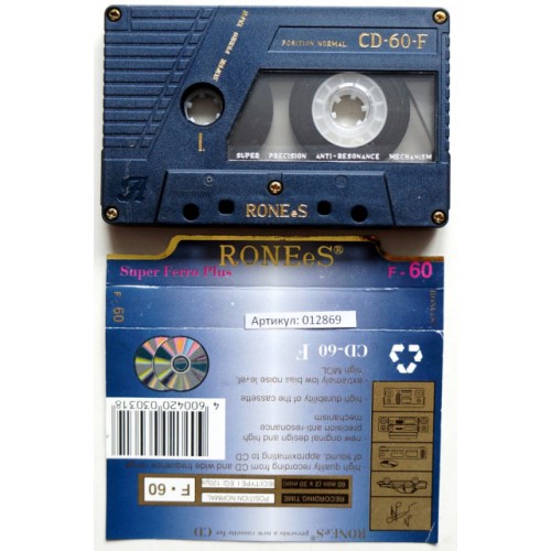 Аудиокассета для перезаписи. Артикул: 012869 (МС) RONEeS CD-60-F